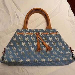 Dooney & Bourke, Inc. Carolina Blue Canvas and Leather Logo Handbag